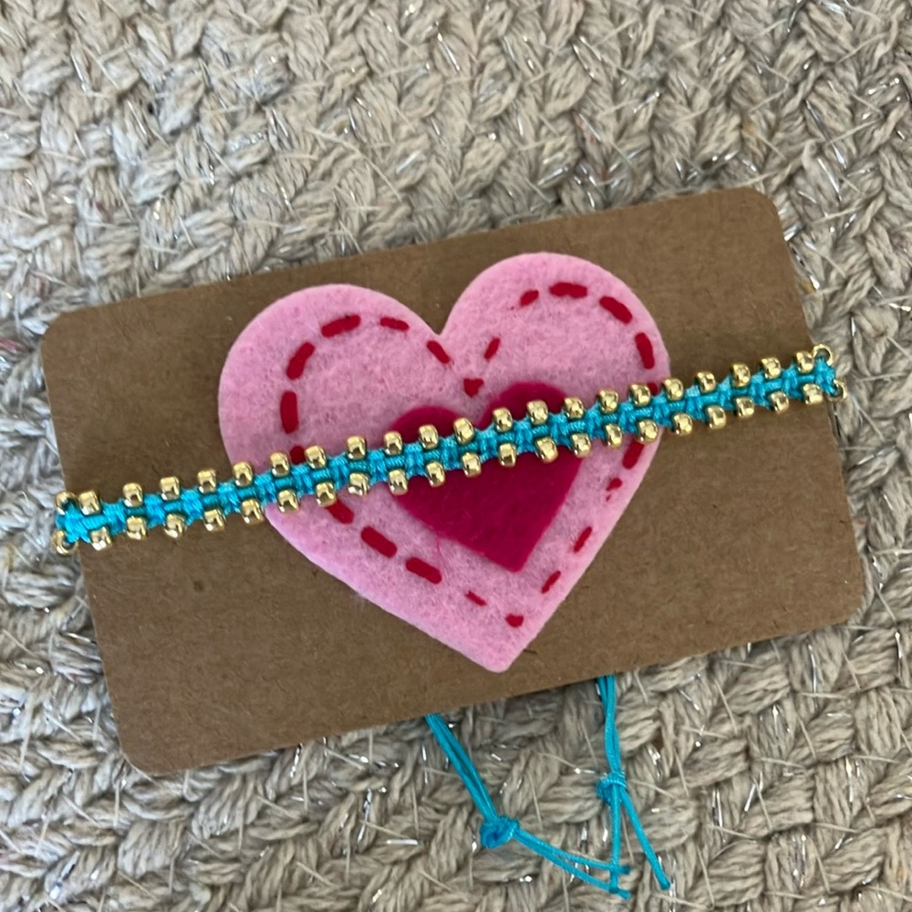 New Super Cute Boho Beaded Gold Surf Festival Bracelet Aqua Blue
